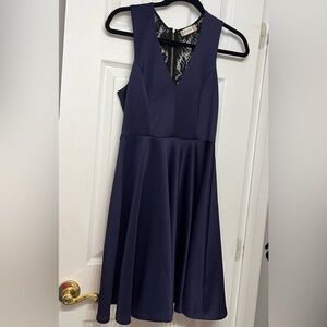 Elegant Navy Black Lace Dress